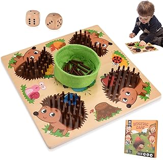 Wooden Hedgehog Shape Game Sensory Training Toys, Hedgehog Stick Game Montessori Toys for Kids, Hedgehog Counting Early Learning Toys, Education Puzzle Math Toys Gifts for Boys Girls for Aged 3+