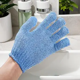 1 peça de luvas esfoliantes, esponjas de banho, luvas de banho de textura dupla para esfoliação corporal de chuveiro, limpeza profunda remove a pele morta para mulheres e homens