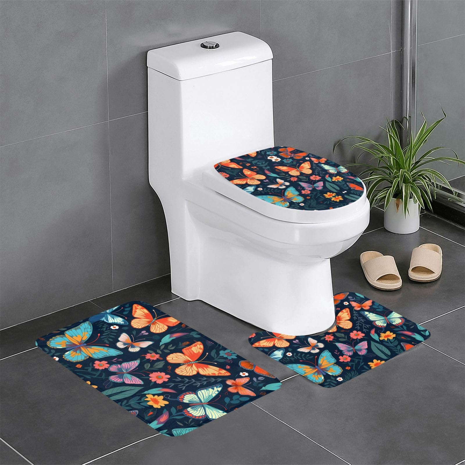 Tapis de salle de bain antidérapants lot de 3 papillons