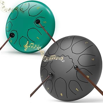 Rain Drum for Outside Garden, 8 Inch/6 Inch Steel Tongue Chakra Drum, Waterproof Rain Chime Meditation Drum, Musical Instruments for Adult Gift with Drum Bag Black/Blue