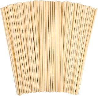 WSICSE 150Pcs Wooden Sticks for Crafts, Wooden Dowel 1/4 x 12 Inch Dowel Rods Craft Wood Sticks Cake Dowels Unfinished Natural Bamboo Sticks for Flower Bouquet Crafts and DIYers