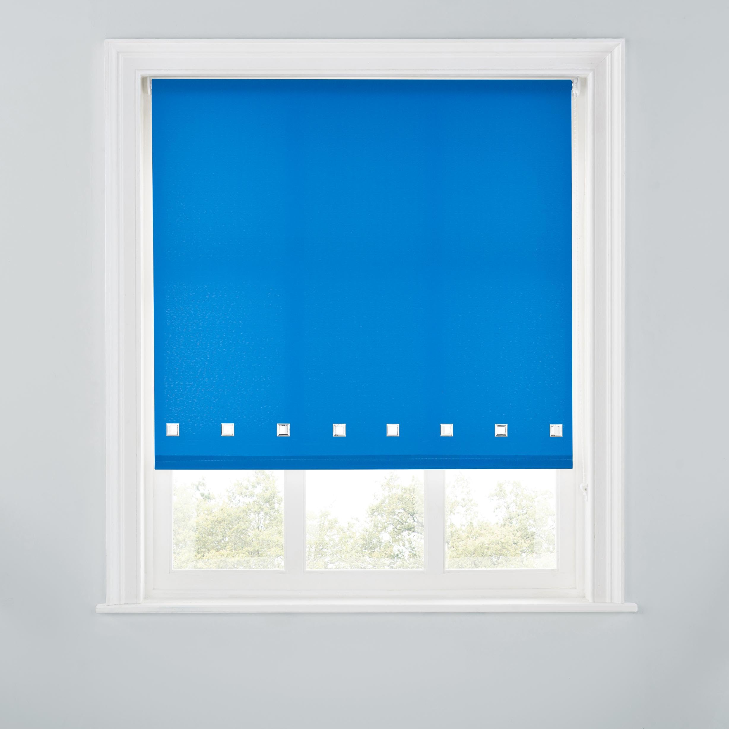 Trimmable Square Eyelet Roller Blind - 3FT - ROYAL BLUE - 90cm(W) x170cm(L) — image 1