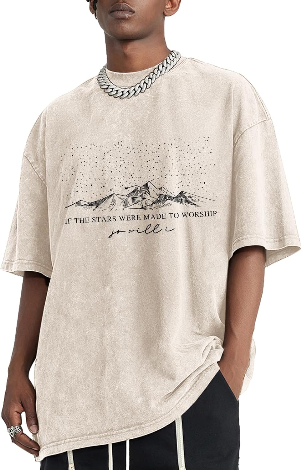 Christian Faith God Shirts for Men Jesus Bible Verse Shirt Oversized Acid Wash Tshirts Star Mountain Graphic Tees