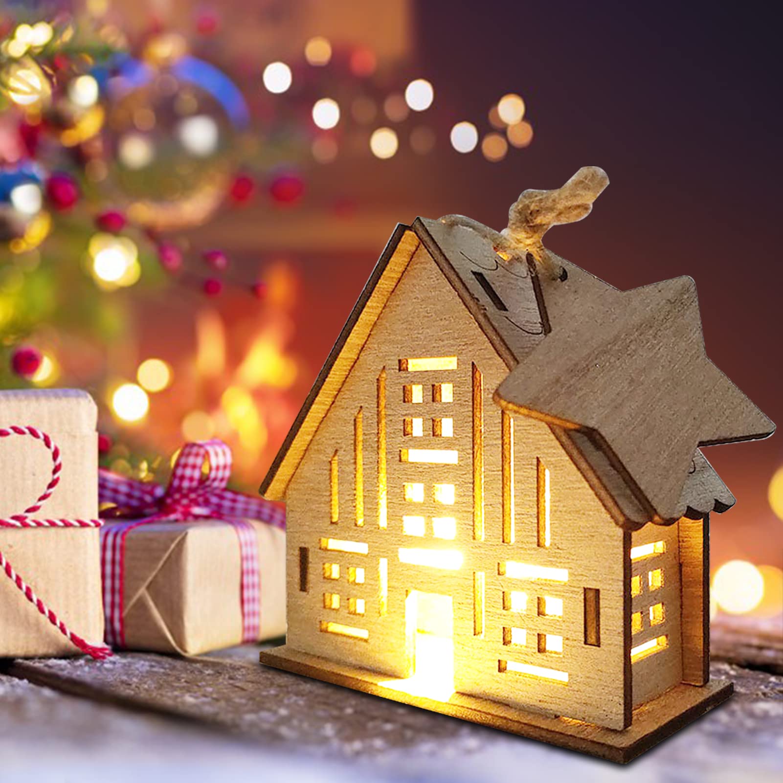 クリスマス置物ハウス ミニハウス 光る雪の家 オーナメント LED