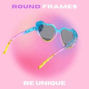 ShadyVEU Kids Unicorn Glitter Rainbow Color Heart Shape Sunglasses Magic Party Shatter-Proof Shades Girls Eyeglasses