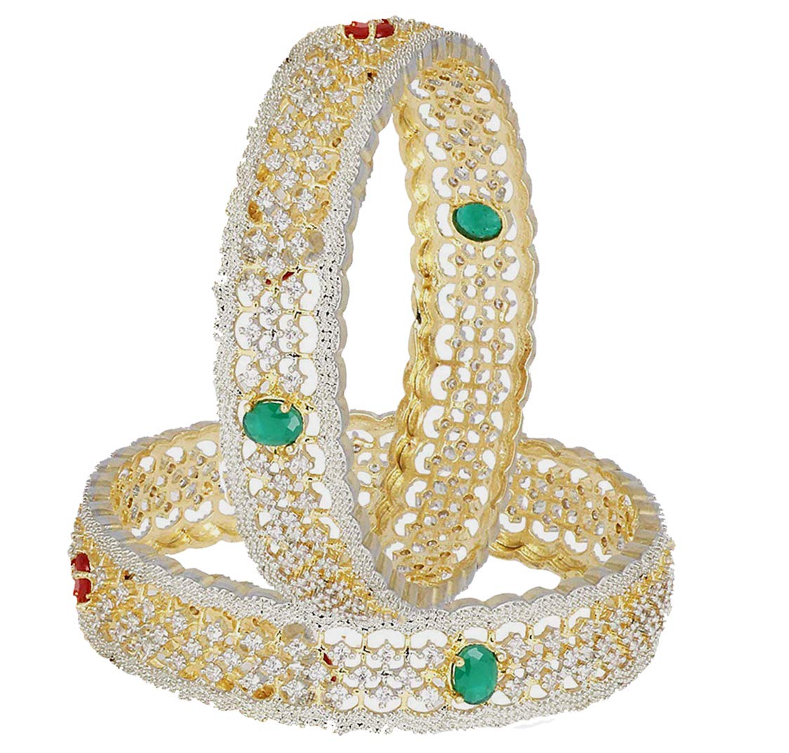 JSD Fashionable Zarkain Work Green Stone Studded Bangle Set for Women and Girls, 5141 (B07W5NDZRB) Amazon Price History, Amazon Price Tracker