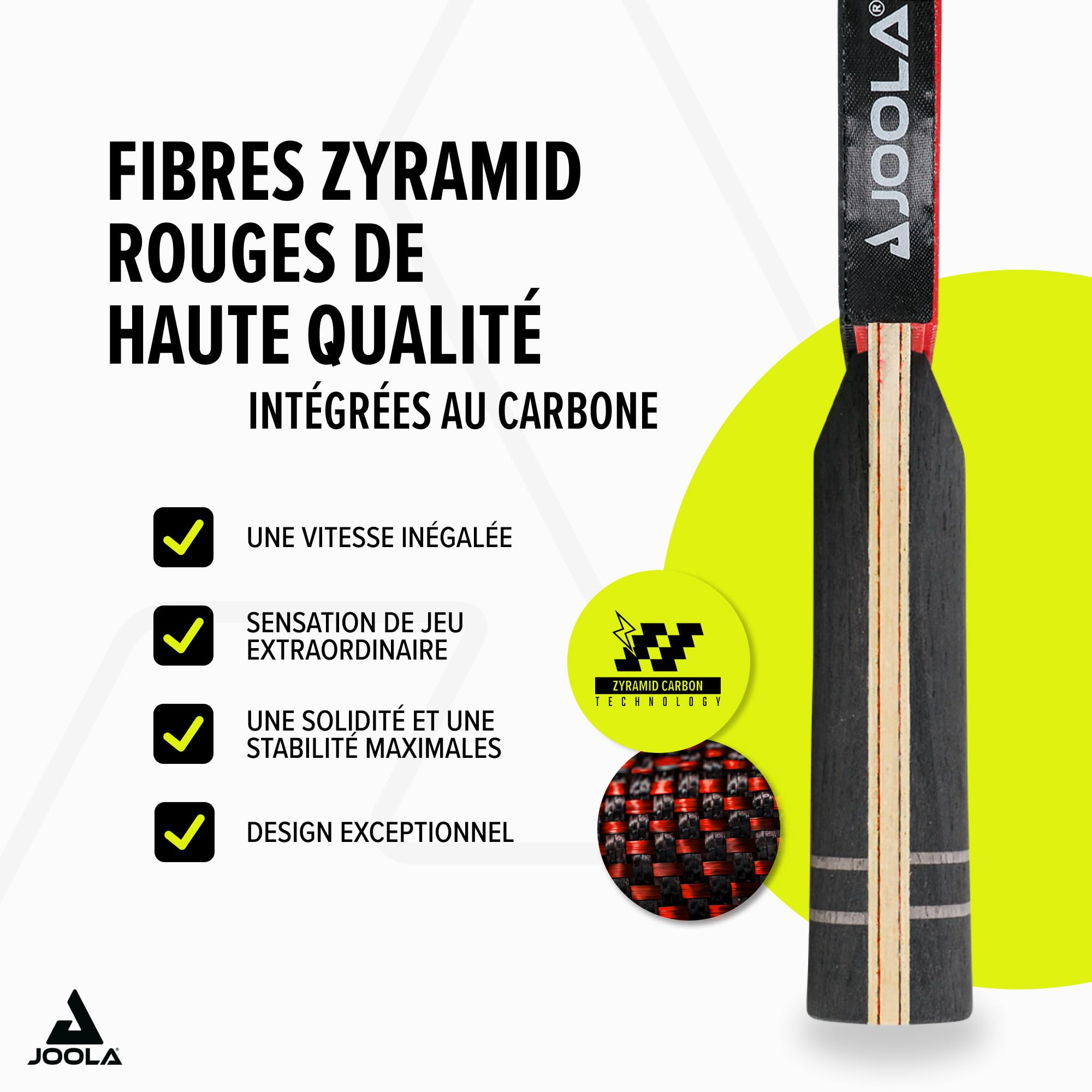 JOOLA Raquette de Tennis de Table Infinity – Raquette de ping-Pong Professionnelle en Carbone approuvée par l'ITTF – Zyramid/GL/Infinity Carbon/Hugo Calderano