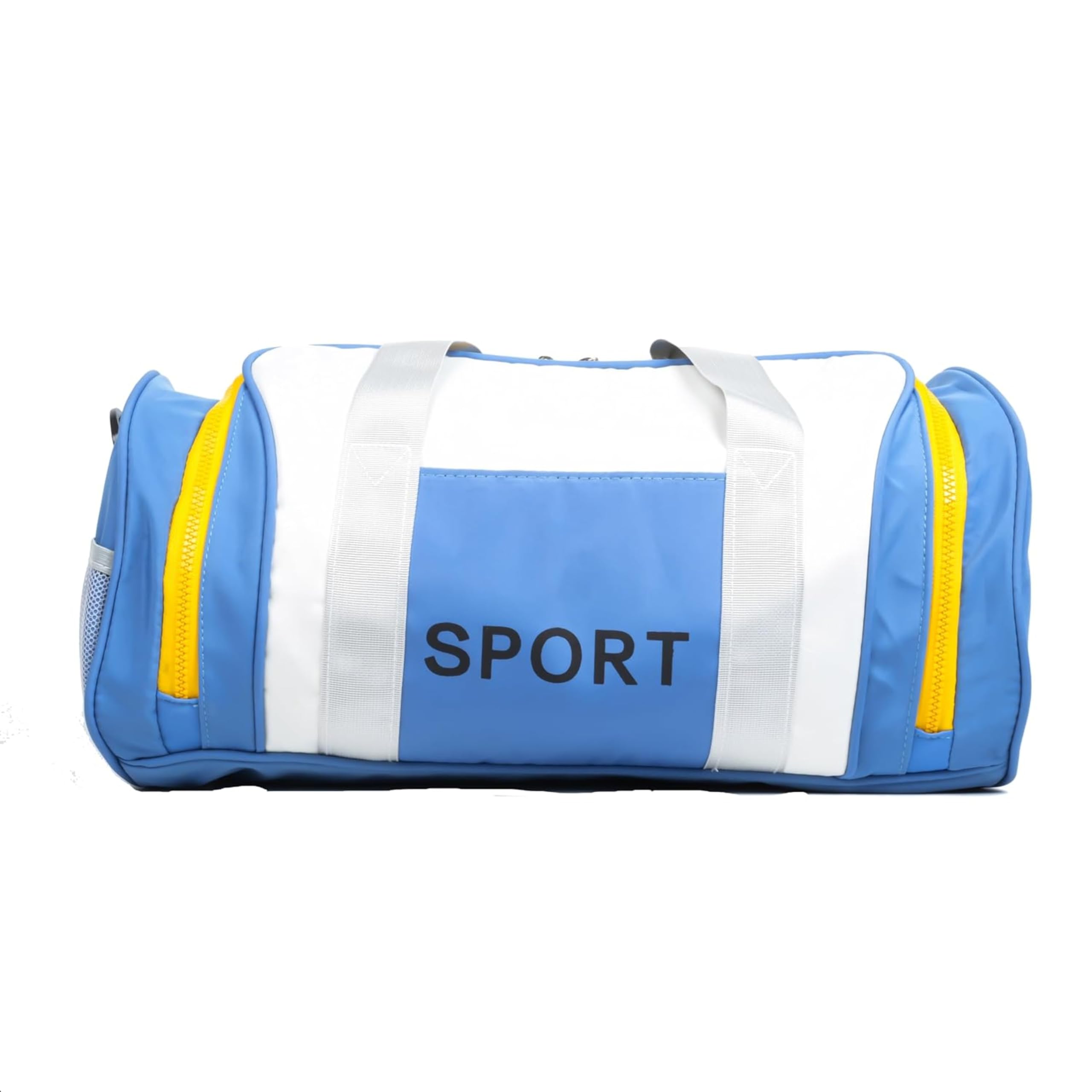 28L Water-Resistant Gym & Travel Duffle Bag – Lightweight Sports Bag for Men & Women with Adjustable Shoulder Strap & Multi-Pocket Storage (Blue-White)-image-1