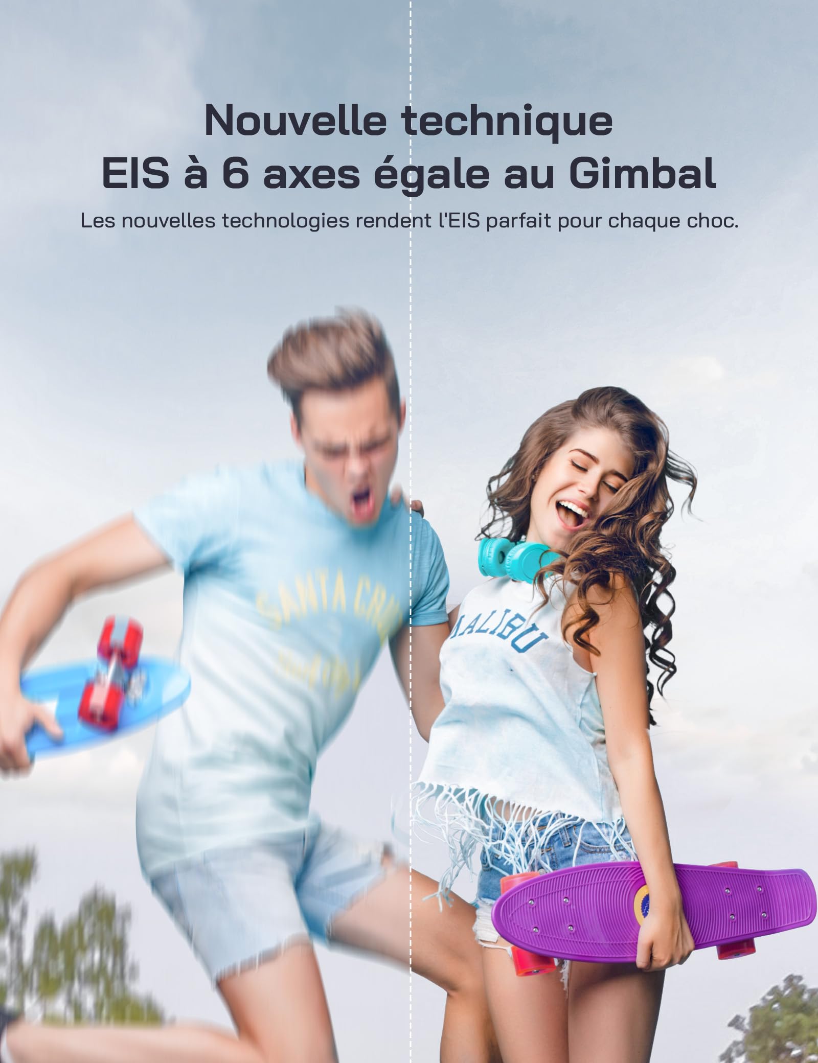 WOLFANG 4K 60FPS Caméra Sport GA400, 20MP WiFi 8M Corps Etanche Action Camera, 40M Sous-Marine Ultra HD 170 °Grand Angle, Sac à Main, EIS, Télécommande 2x1350mAhBatteries et Kit d'accessoires