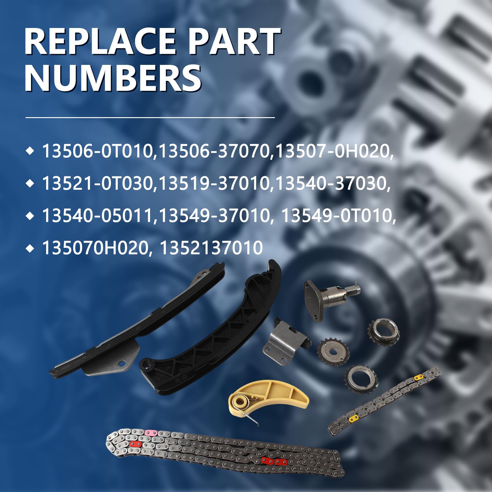 Kit catena di distribuzione motore adatto per Corolla 2009-2015 1.8L, adatto per Prius 1.8L 2011-2015, sostituire OE 13506-0T010, 13506-37070