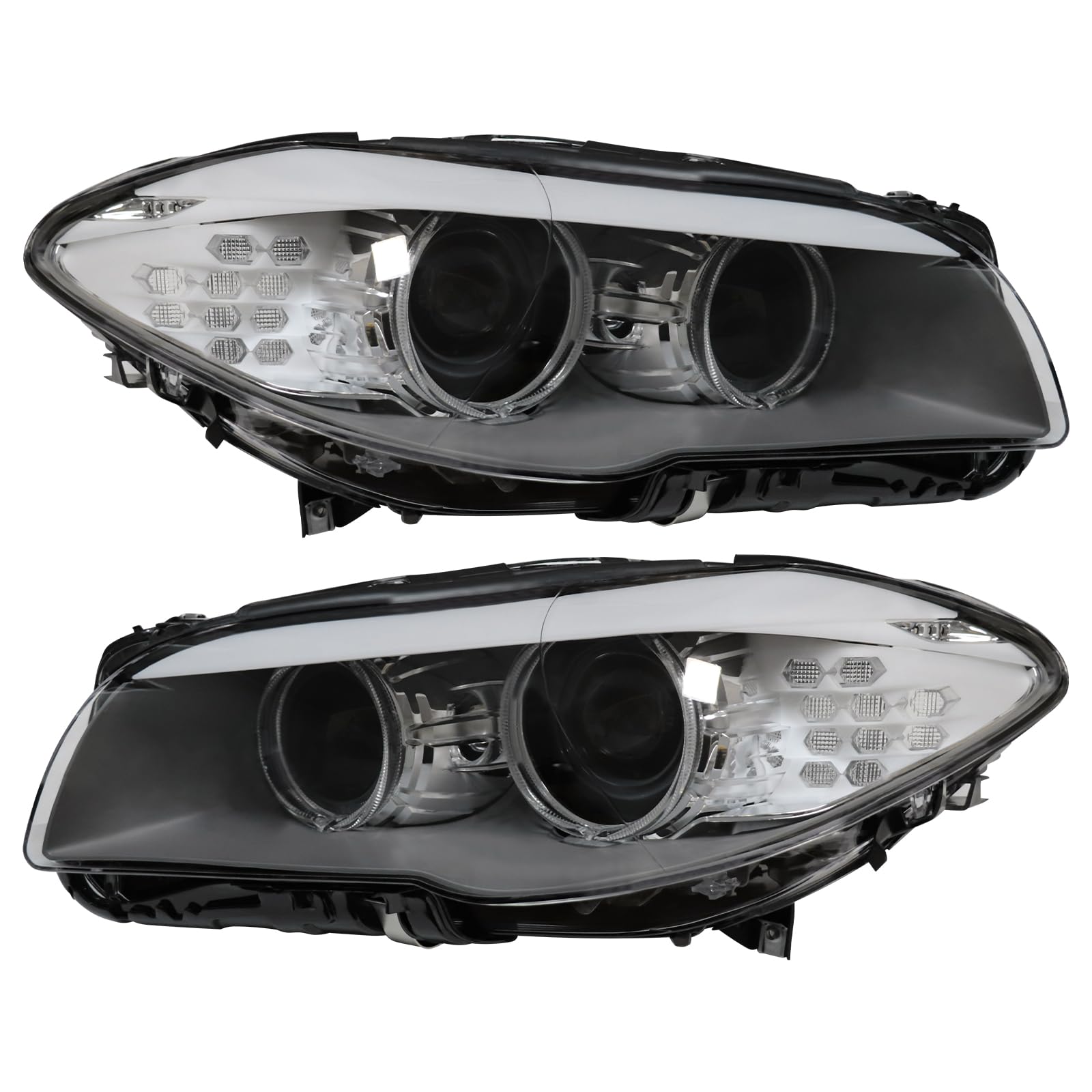Halogen Left Right Car Front Headlight Fit for 2011-2013 BMW 5 Series F10 Running Lights Beam Headlights Foglights Auto Head Lamp assembly OE# 63117203243 63117203244