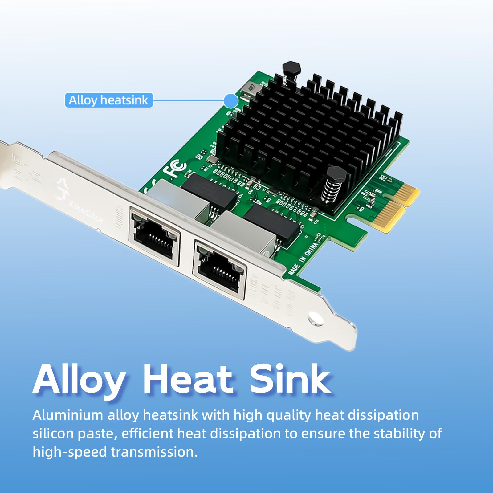 XikeStor Scheda di rete 2,5 Gb PCIe con chip I226-V, adattatore di rete 2,5GBase-T NIC, porta LAN RJ45 Ethernet Gigabit 100/1000/2500 Mbit/s, PCIe 3.1 X1 (PCIE 2.5G x 2)