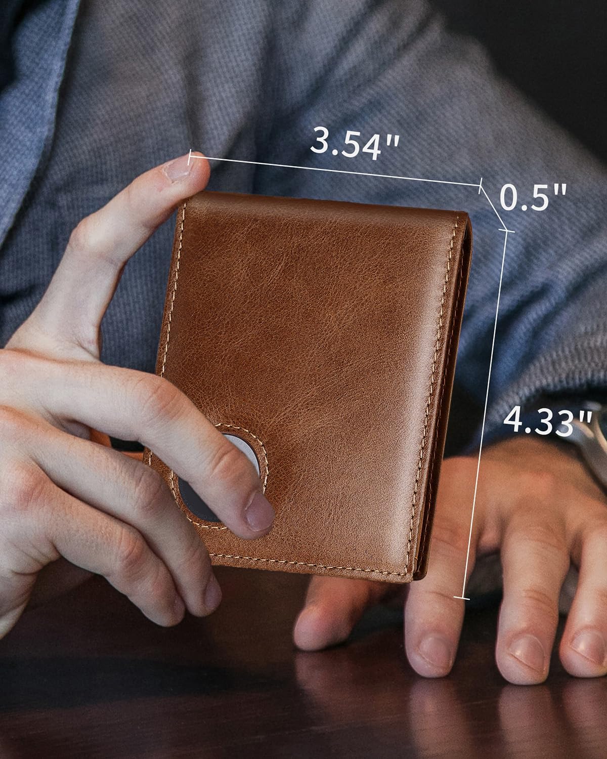 Mens Wallet with AirTag Holder, Genuine Leather Bifold RFID Blocking Wallet for Men - 2 ID Window 13 Cards Holders 1 Gift Box, AirTag Not Included - Image 2