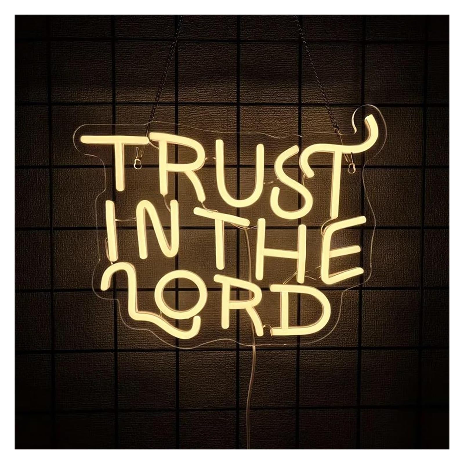 Sign Lamp Trust in The Lord Neon Sign Warm White Letter Light for Bar Room Wedding Marriage Proposal Party Background Decor 33cmx26cm
