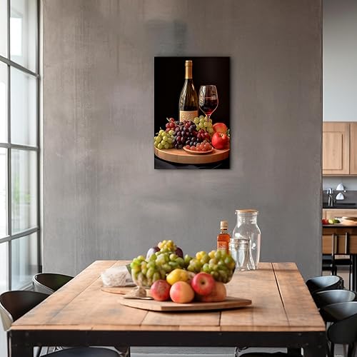 Miniatura 93 de Hzddty Lienzo decorativo para pared, diseño rústico de cocina, vino tinto y pan, cuadros de comida para decoración de pared, impresiones de pintura
