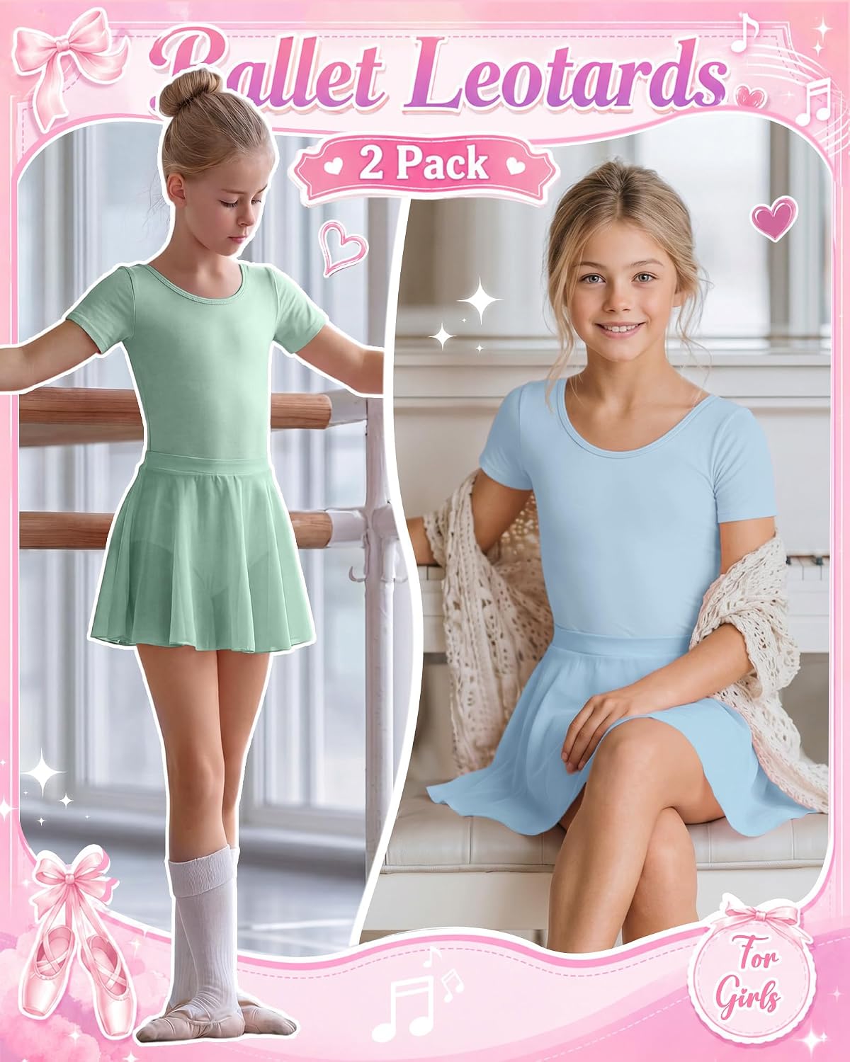 2 Pack Ballet Leotards for Girls