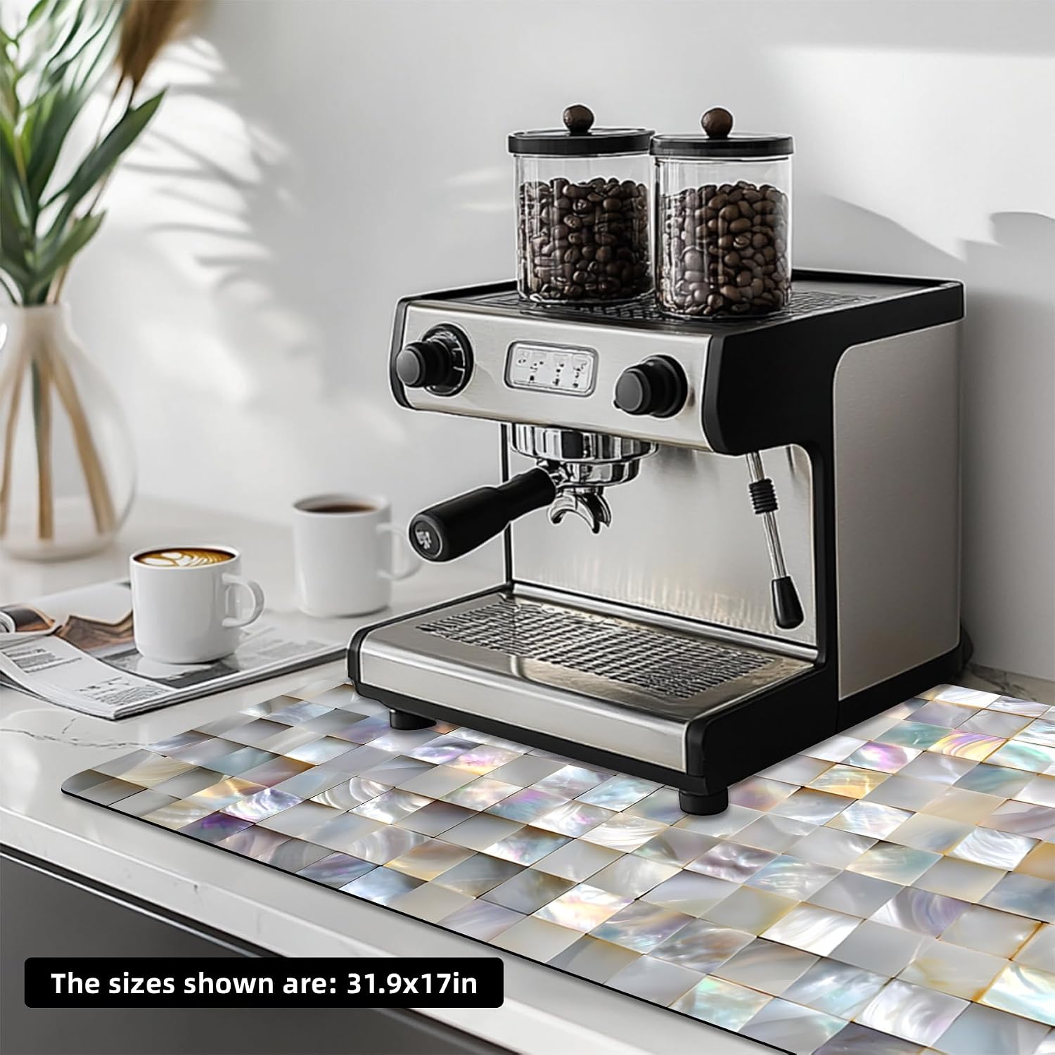 NYZE Coffee Mat 31.9 x 17 Inch Absorbent Mat for Coffee Maker