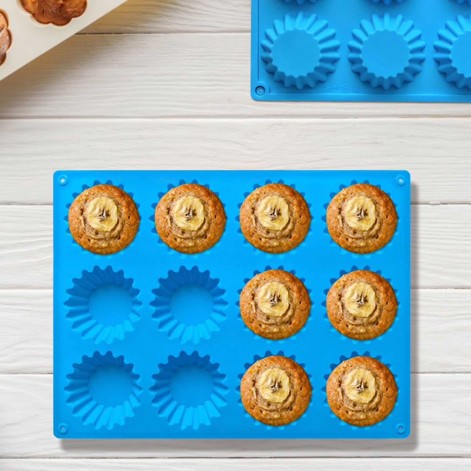 Générique Lot de 3 moules à muffins en silicone 12 alvéoles, antiadhésifs pour cupcakes, puddings et brownies, réutilisables, compatibles four, congélateur, micro-ondes et lave-vaisselle