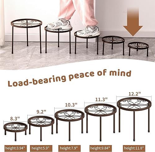 Miniatura 7 de Soporte para plantas para interiores y exteriores, paquete de 5 soportes de metal resistente, múltiples plantas, soporte de hierro antioxidante,