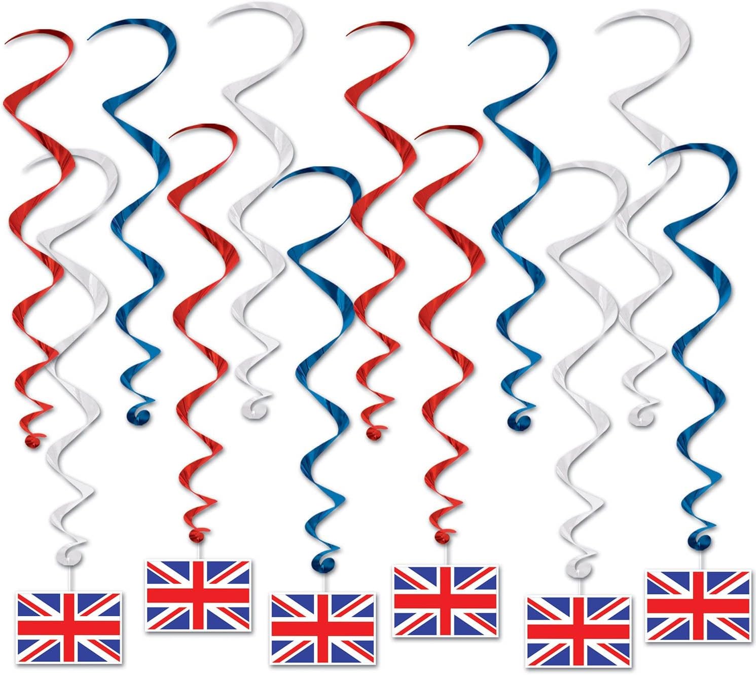 Celebrate in British Style with our 30-Piece UK Party Decorations Bundle - Table Cover, Banner, Door Cover, Photo Fun Signs, and Dangling Whirls for the Ultimate United Kingdom Bash!