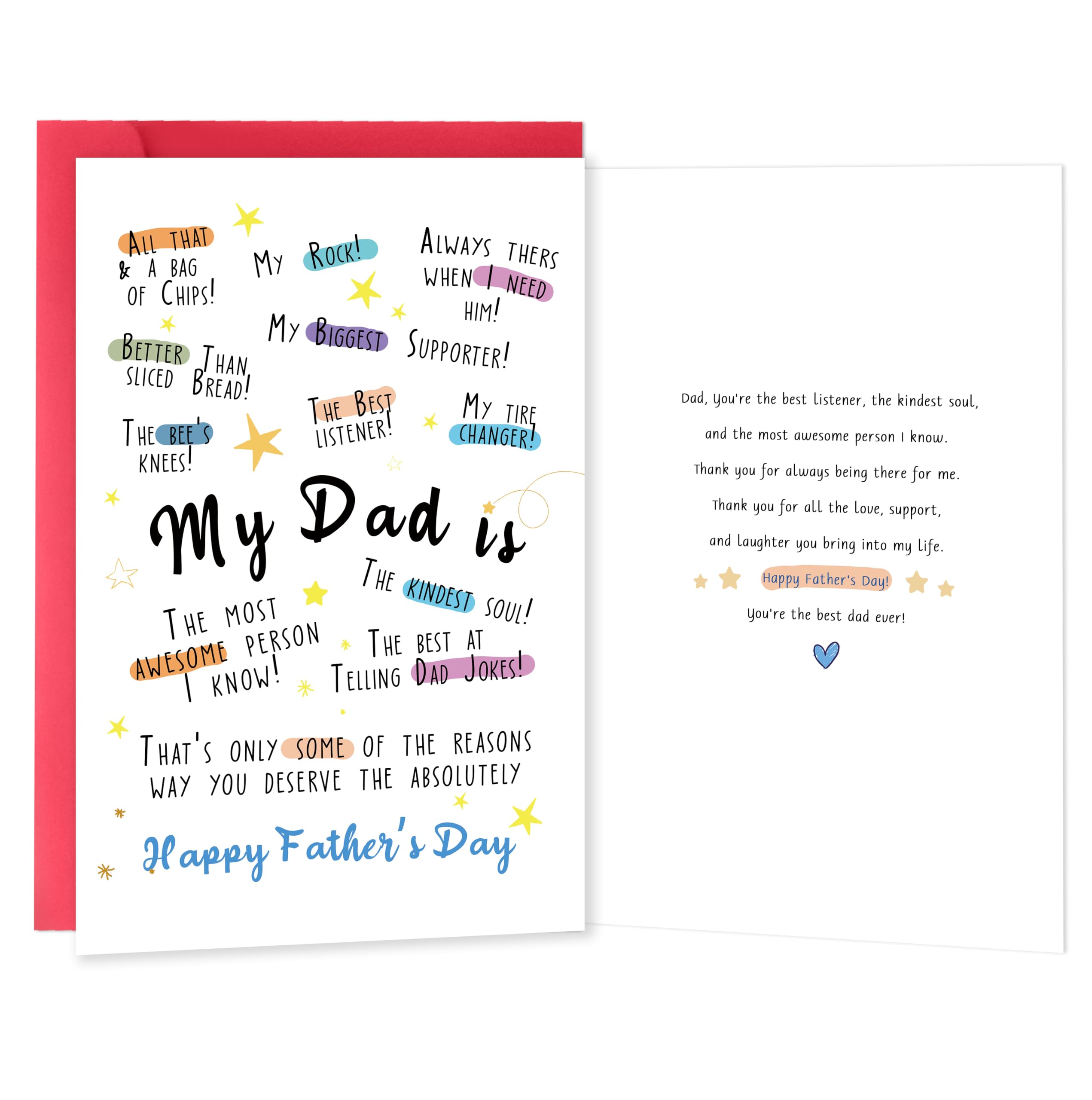 IDU Funny Fathers Day Card for Dad，Fathers Day Card Gifts for Dad from Daughter Son Kids，Humorous Father's Day Gifts Cards to Celebrating Dad’s
