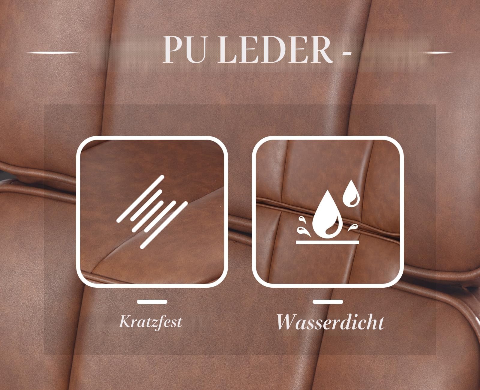chairus Schreibtischstuhl Bürostuhl Ergonomisch PU Leder, Drehstuhl Braun | 360° Computerstuhl mit Armlehnen, Bürosessel Höhenverstellbarer für Arbeitszimmer Homeoffice Büro Wohnzimmer Schlafzimmer