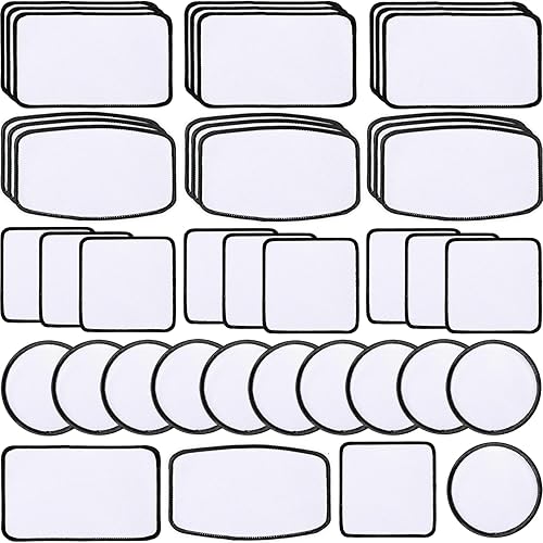 40 piezas de parches en blanco para sublimación - Parches grandes para planchar con borde negro - Exquisitos parches de tela para sombreros de