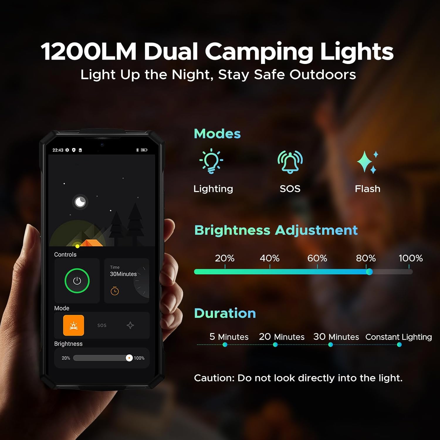 DOOGEE Fire 7 Pro Camping Lights Interface