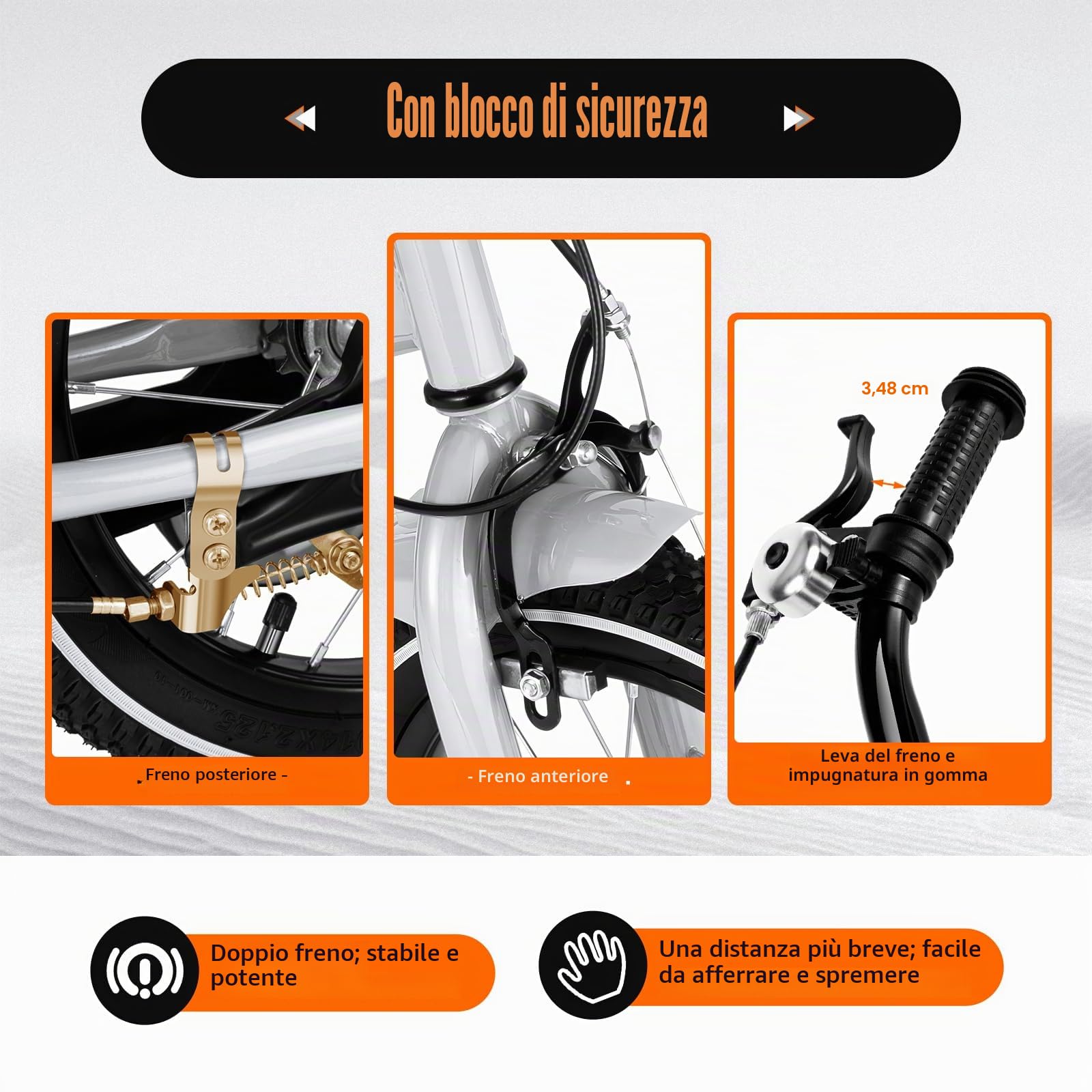 Bicicletta per bambini da 14 pollici bici per bambini con seggiolino e ruote stabilizzatrici& cestino Bike per bambini da 3 a 7 anni
