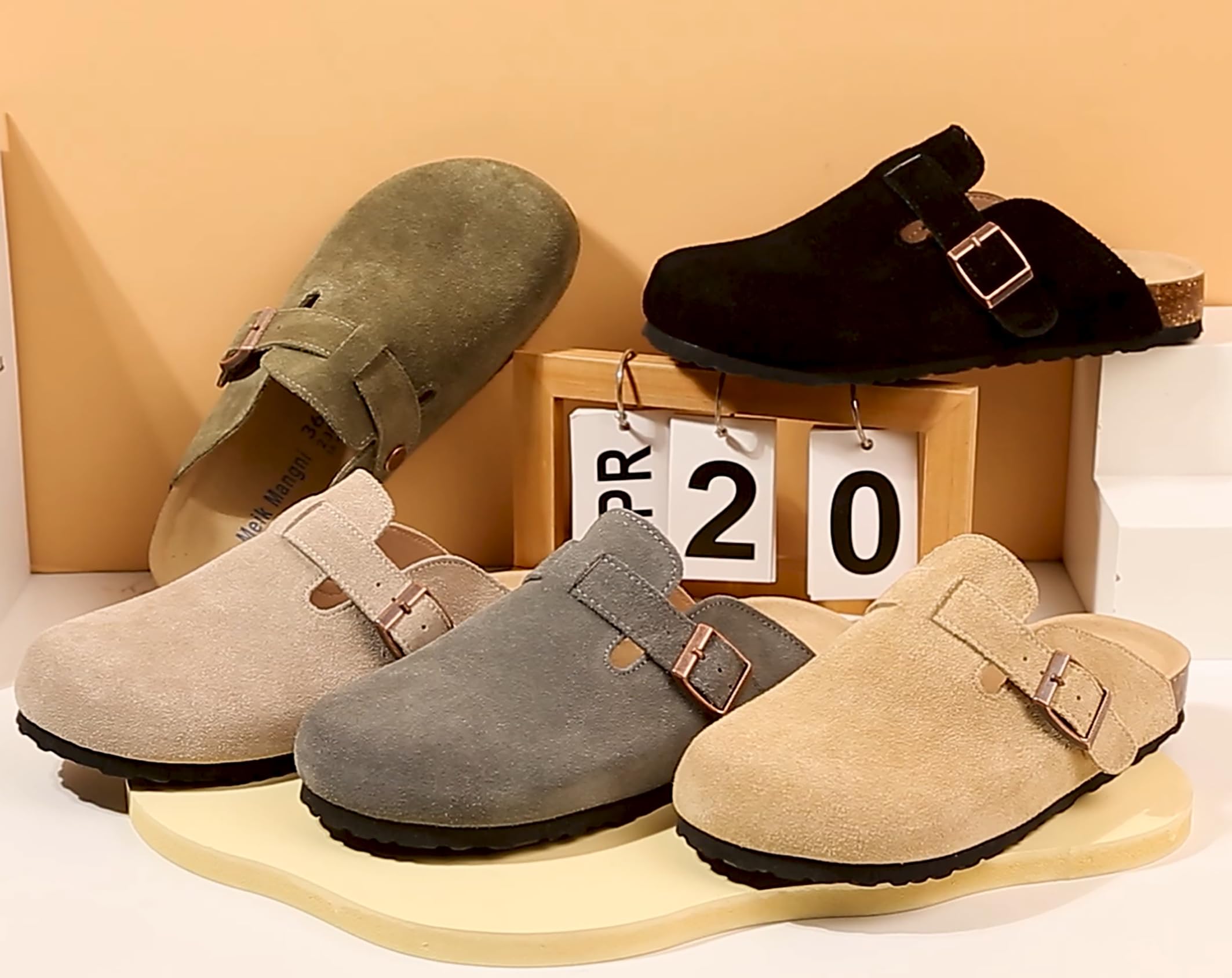 Meik Mangni Zoccoli e Sabot Donna Ciabatte da Uomo con Fibbia Regolabile al Piede Comodo Pantofole in Pelle Sandali di qualità,36-47 EU