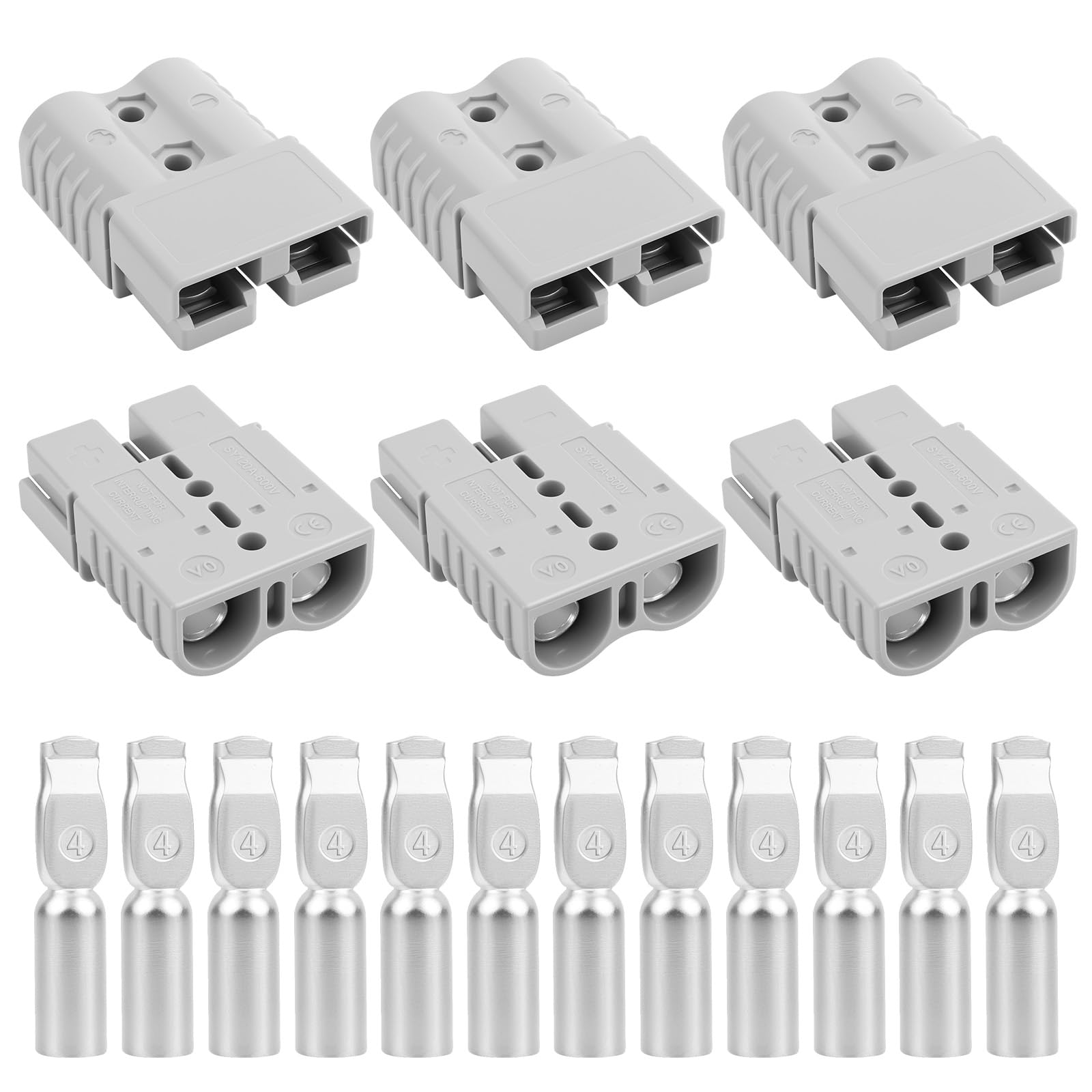 Photo 1 of 120A-600V Battery Quick Connect/Disconnect with 2/4/6 AWG, 6PCS Jumper Cable Plug Connector, Compatible with Anderson Connector for Rescue Winch, Motor Recovery, Winch Trailer, Traction System(Gray)