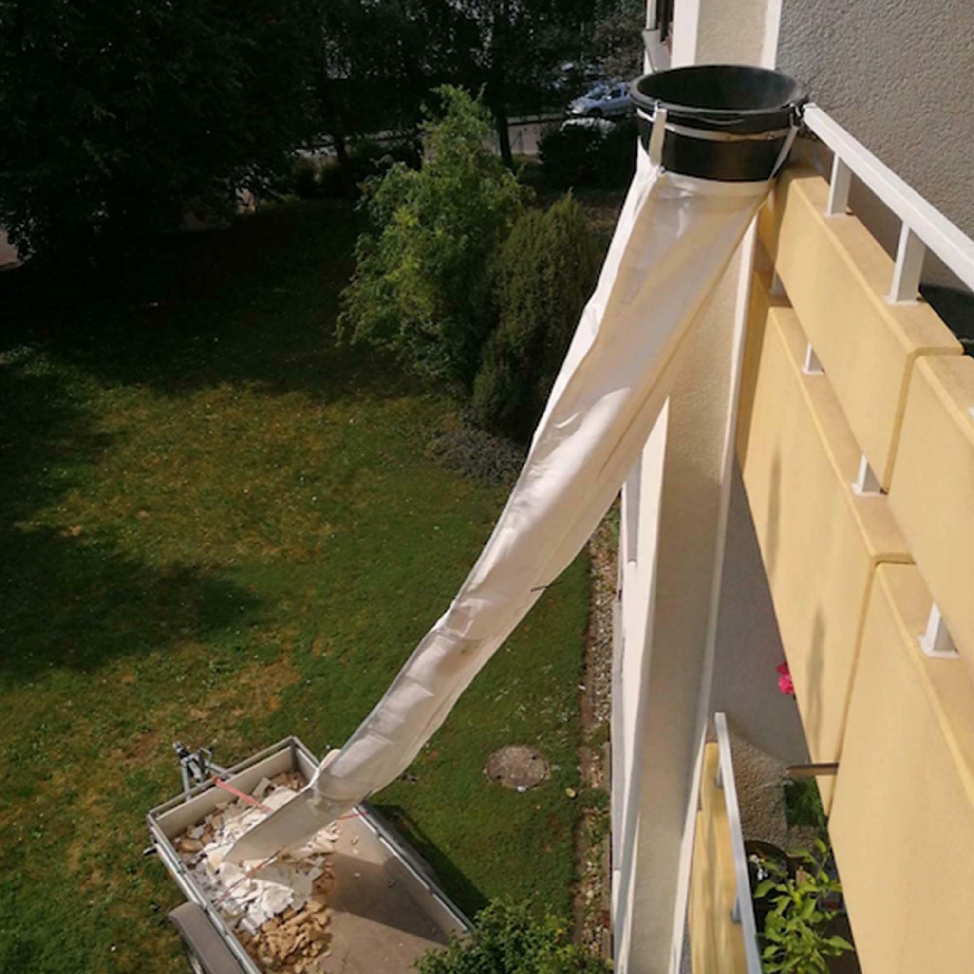 Scorprotect® Schuttrutsche Bauschuttrutsche 12 m flexibel mit Einfülltrichter, Packdecke und Zubehör