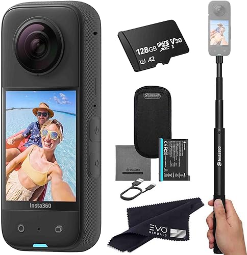 Insta360 X3 - Cámara de acción impermeable 360 con sensores de 12 pulgada de 48 MP, video HDR 5.7K 360 HDR, foto de 72 MP 360, lente única 4K, modo