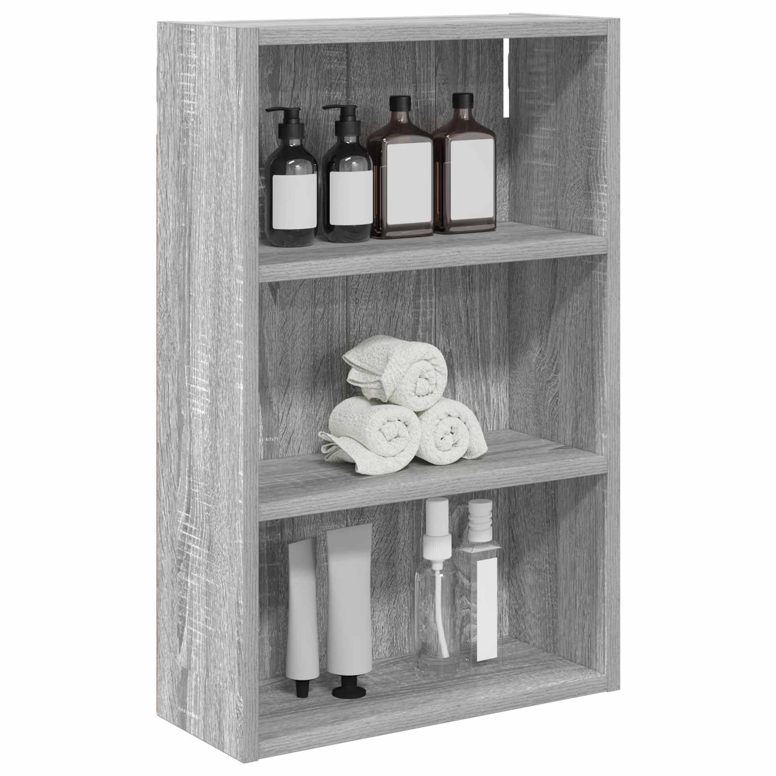 vidaXL Armario de Pared para baño Gris Sonoma 40 x 16 x 62,5 cm, Armario de baño Moderno, Estante Rectangular, Almacenamiento práctico, Ahorro de Espacio, diseño Elegante y contemporáneo