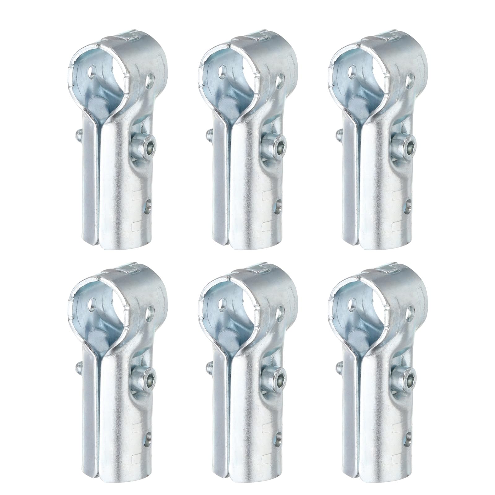 sourcing map 6Pcs End Rail Clamps Fit for 1" Conduit Carbon Steel 1.9mm Thick T-Shaped Chain Link Fence Fittings Galvanized Pipe t Connectors with Bolts & Nuts for DIY Shelf Rack Cart