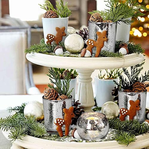 Miniatura 5 de DEVI Portavelas votivas plateadas, 24 unidades, candelabros de cristal de mercurio para centros de mesa, decoración de mesa de boda para fiesta de té