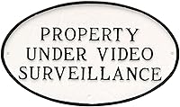 Vista 2 de Montague Metal Products - Placa ovalada de metal fundido bajo videovigilancia - Placa de visualización de pared o césped - Señal de seguridad
