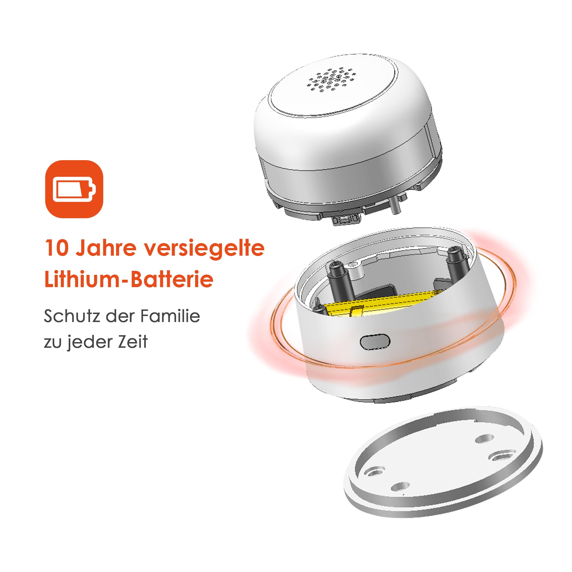 Mini Rauchmelder 10 Jahre Batterie ZR170S, EN14604 Zertifiziert, Fotoelektrischer Warnmelder, Einfache Montage Mit Nieten & Klebepad, Für Haus Wohnung Wohnmobil, 5er Set