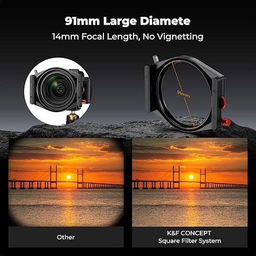 Miniatura 5 de K&F Concept X PRO Kit de sistema de soporte de filtros cuadrados (soporte de filtro + polarizador circular de 3.740 in + filtro cuadrado GND8 +