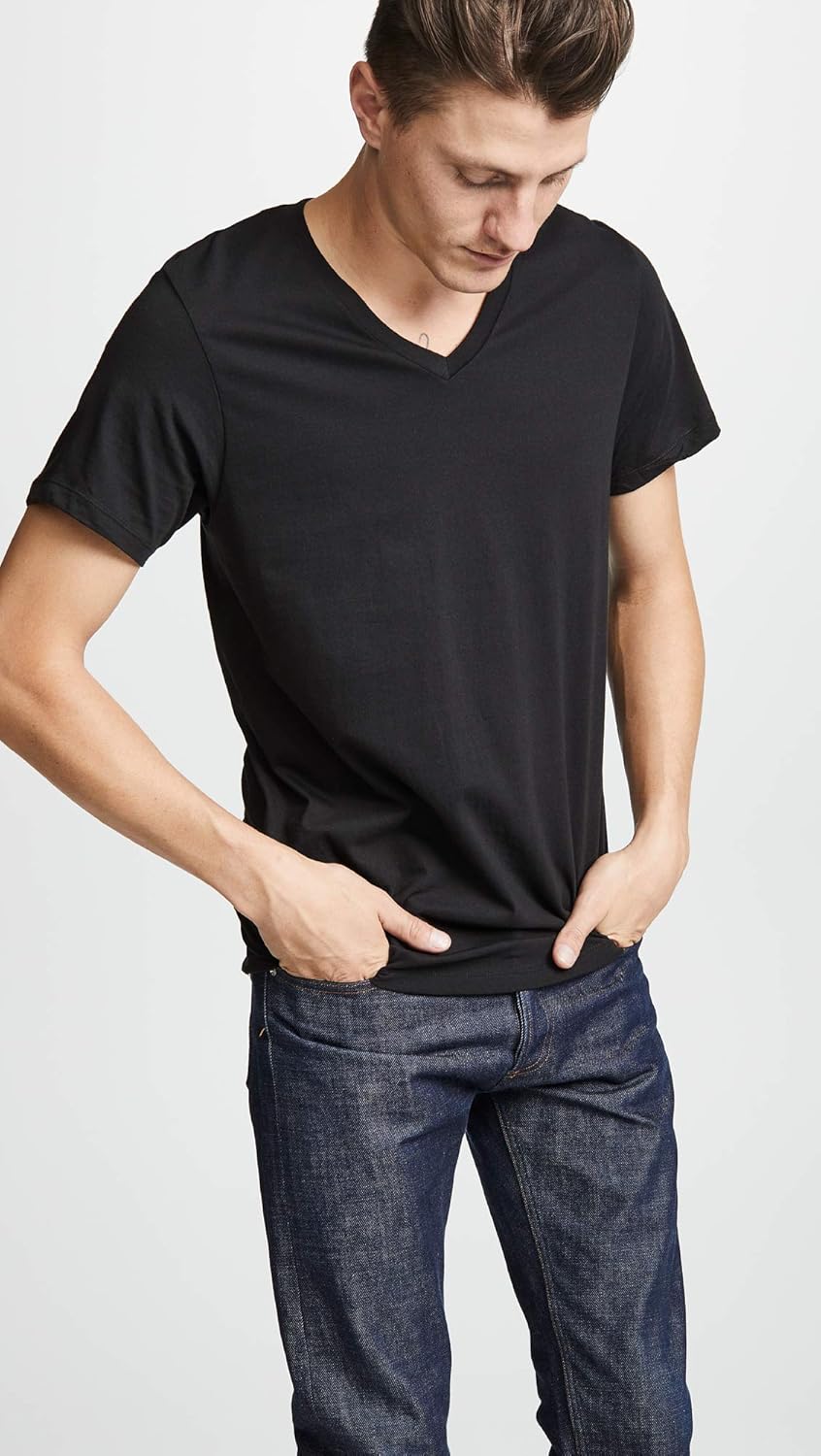 Calvin Klein Men's Short Cotton Multipack V Neck T-Shirts Small Black
