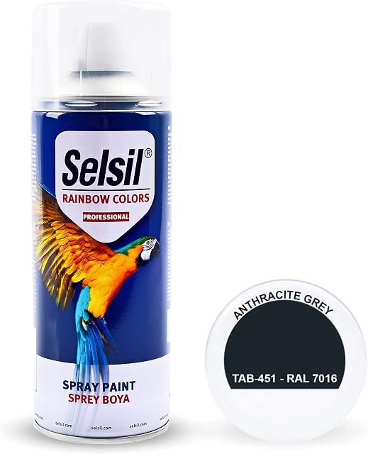 Selsil Anthracite Grey Ral 7016 Spray Paint Brilliant Colour Perfect Finish All Purpose for Wood, Metal, Plastic, Interior/Exterior, Art, Crafts, Auto, Home Furniture, Garden, Graffiti, 400ml (1)