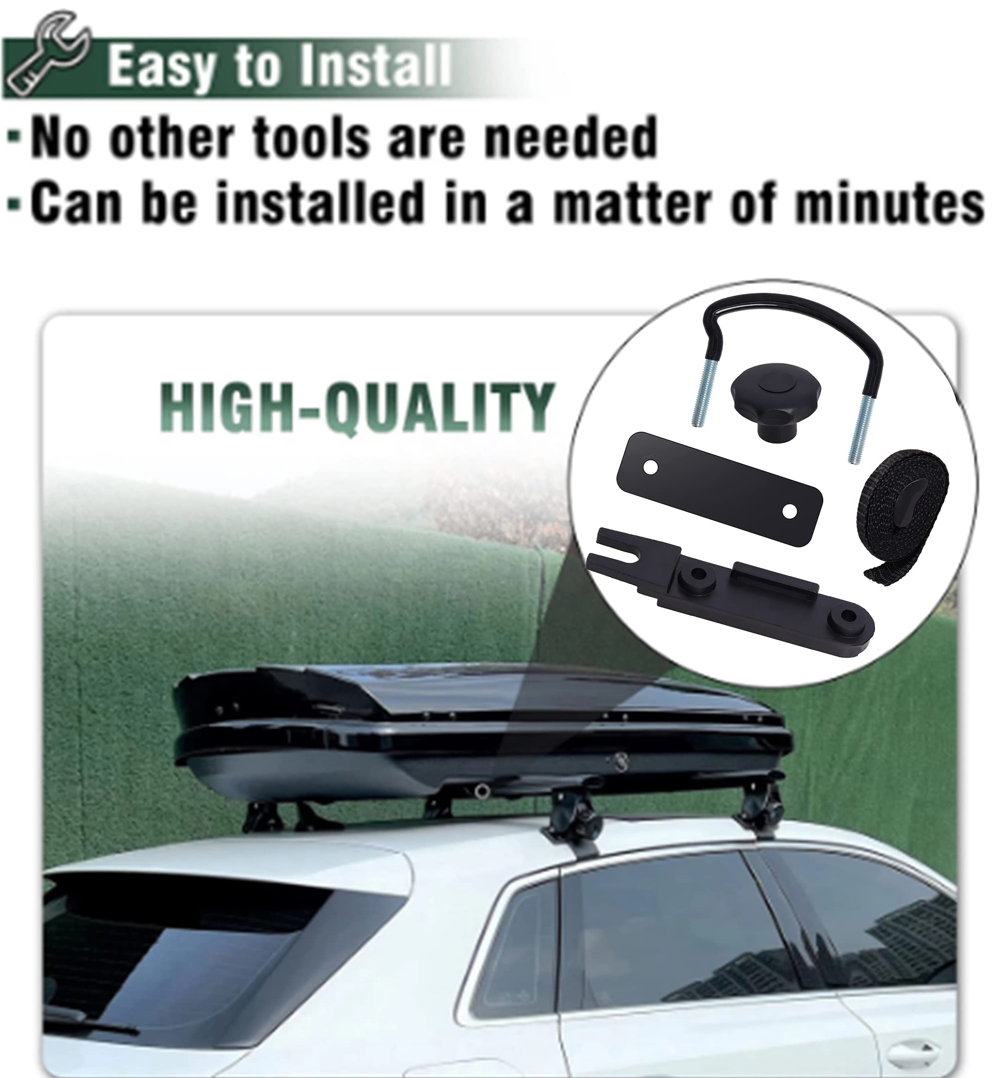 Poweka Kit 4 Supports Universels Coffre De Toit - Raccords Robustes Avec 8 Écrous De Blocage - Compatible Voiture, Van, SUV