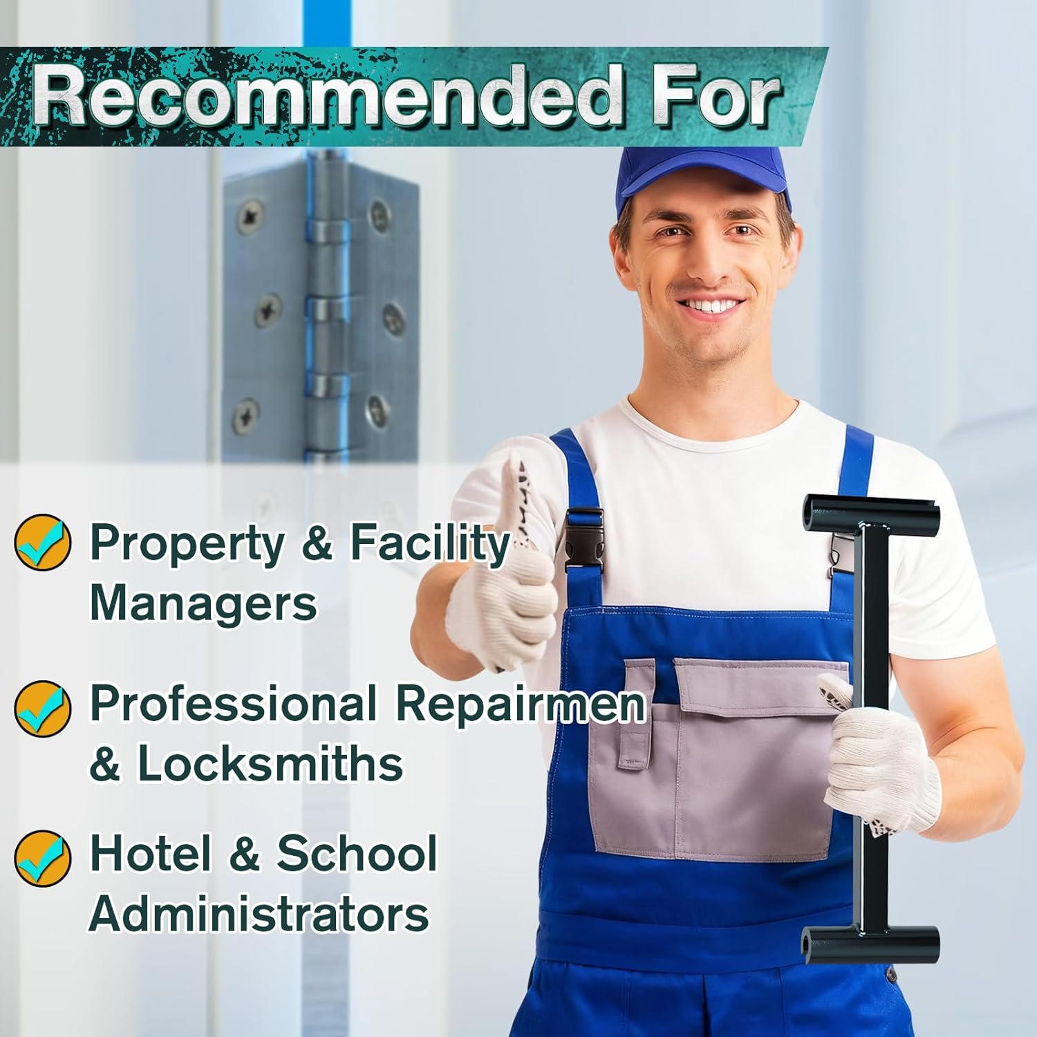 Door Hinge Adjustment Tool, 2-in-1 Hinge Bender Wrench for .134 & .180 Gauge Commercial Door Hinges, Heavy-Duty Door Alignment Repair Tool, Ideal for Property Managers & Maintenance Staff