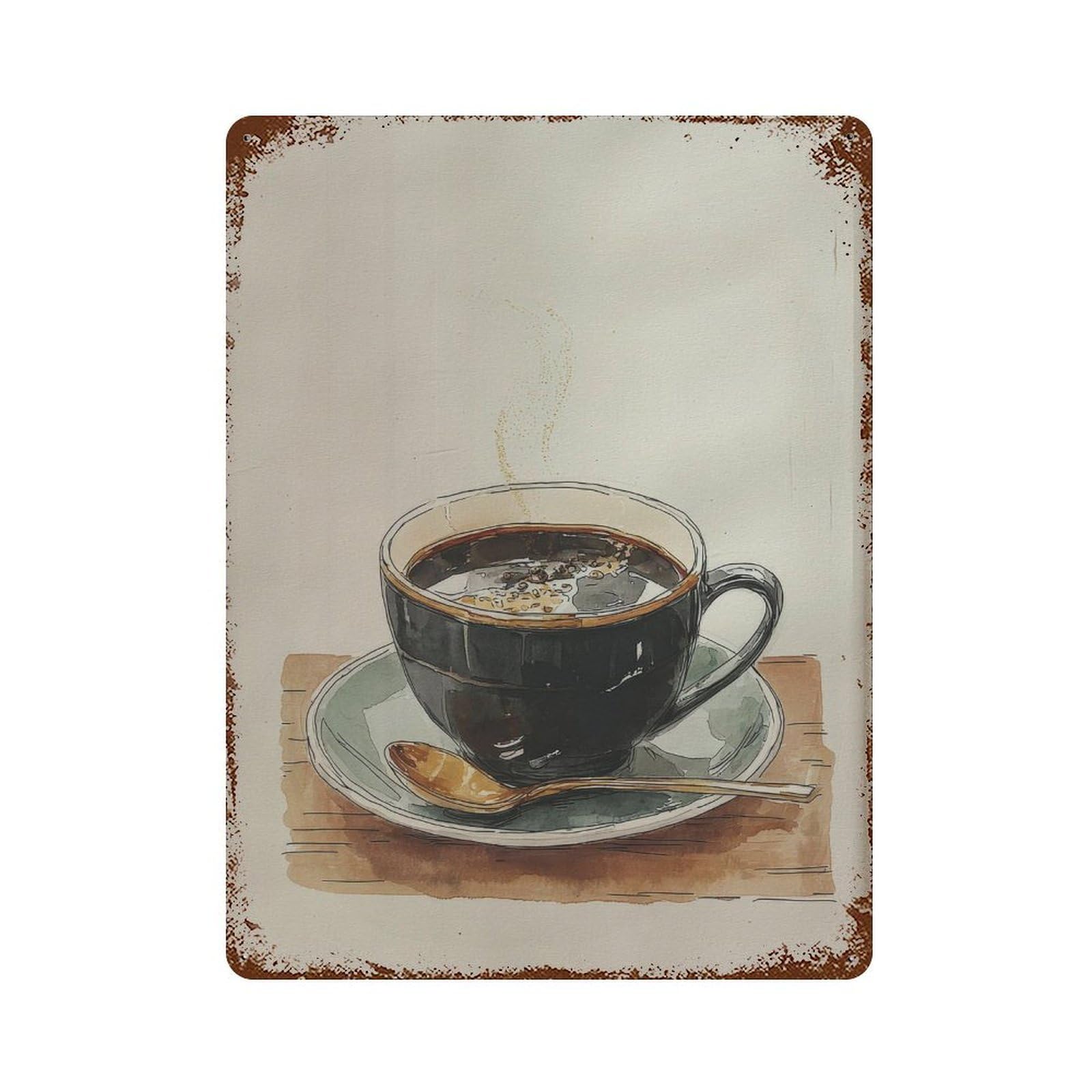 xiaoxiaoshen Coffee Handdrawn Illustration on Matte Paper1 Wall Decor Art Metal Tin Poster Modern Home Decor Art Home Bar Shop Decorations Vintage Sign 40x30cm