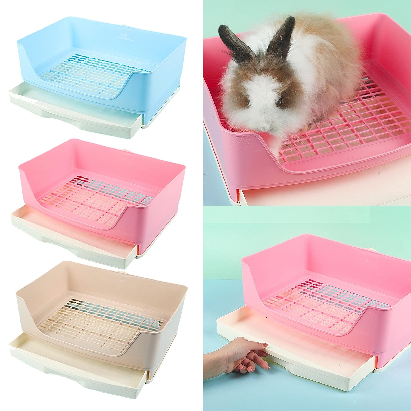 Lettiera per Gatti Grande Coniglio Toilette Toiler Trainer Vasto Vassoio angolare Tray Tray con cassetto Pan per Animali Domestici per Adulti Hamster Guinea Pig Ferret Bunny Toilette Gatto