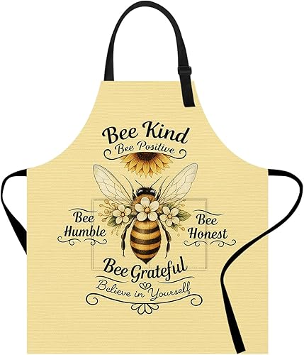 Miniatura 1 de ANNA QUEEN Divertido delantal con bolsillo para mujeres y hombres, cocina ajustable para hornear barbacoa con linda flor de animal