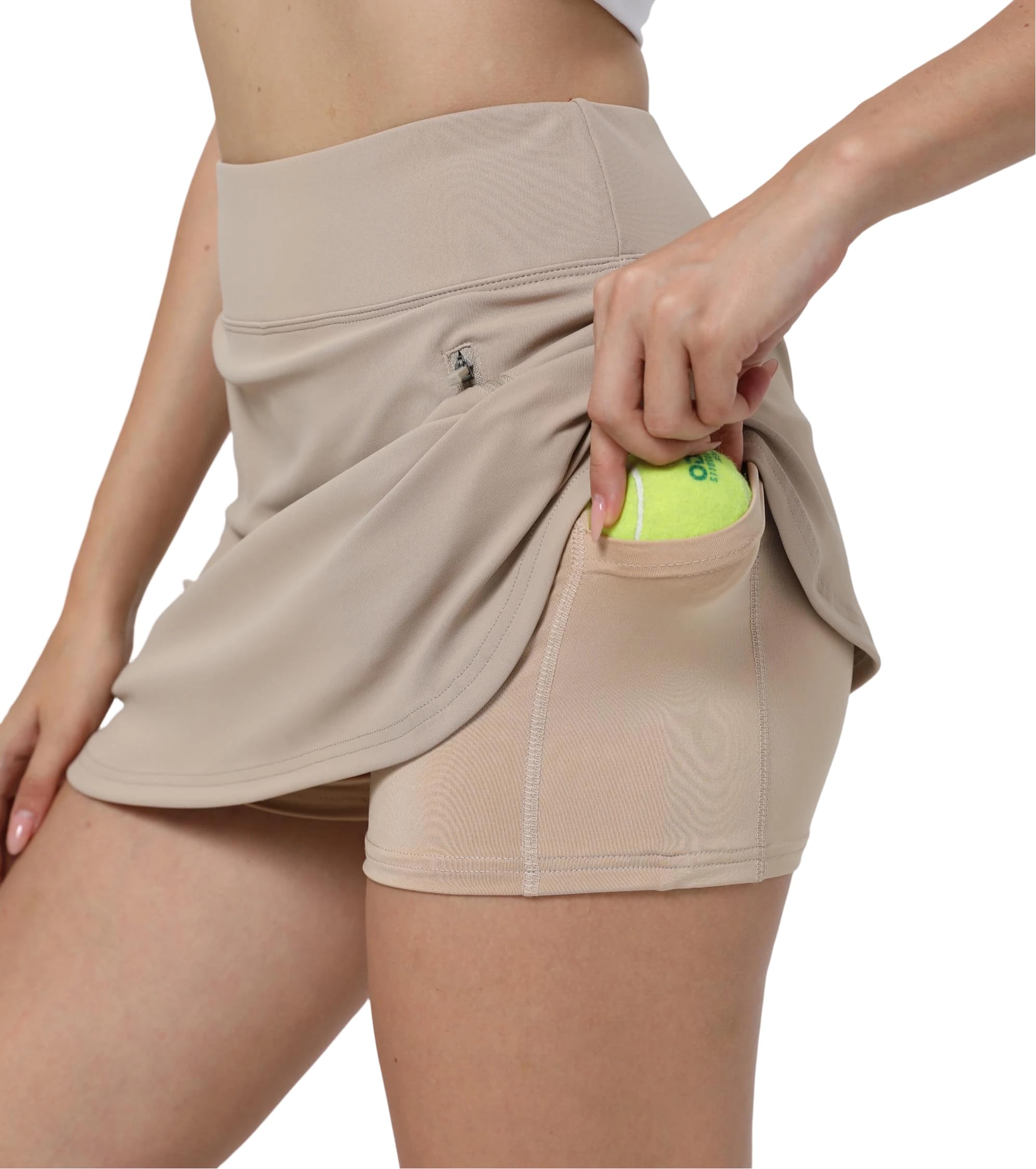 Timuspo Hosenrock Damen Skort Golfrcok mit Reißverschlusstaschen Kurz Wanderrock High Waist Rock Tennisrock Atmungsaktiv Sportrock Abgerundeter Saum