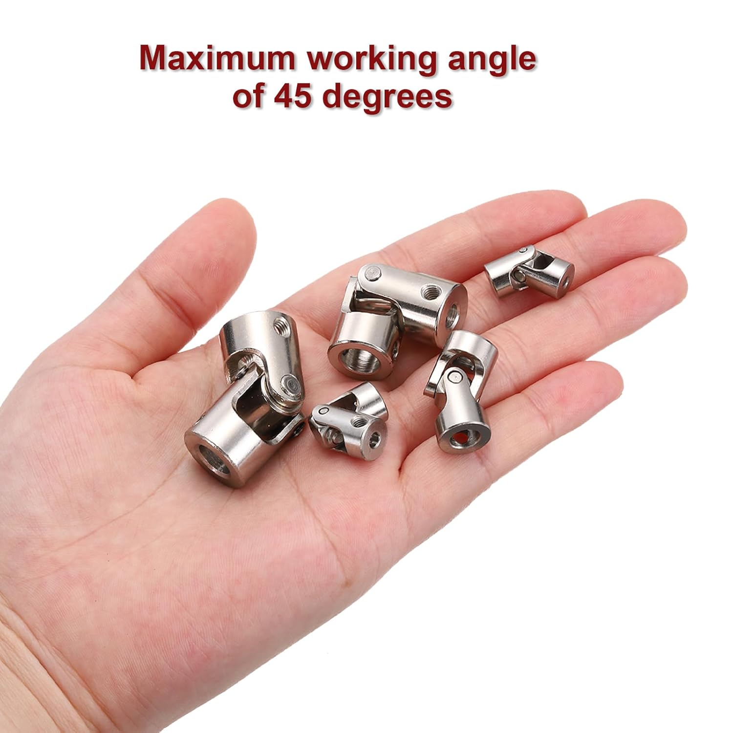 MECCANIXITY 6Pcs 3.17mm to 3.17mm ID Steering Universal Joint Shaft Coupling, SAE 1045 Steel 45°Degree Rotatable Joints Coupler with Screws Wrench Set for Model Car Ship Drive Shaft Motor