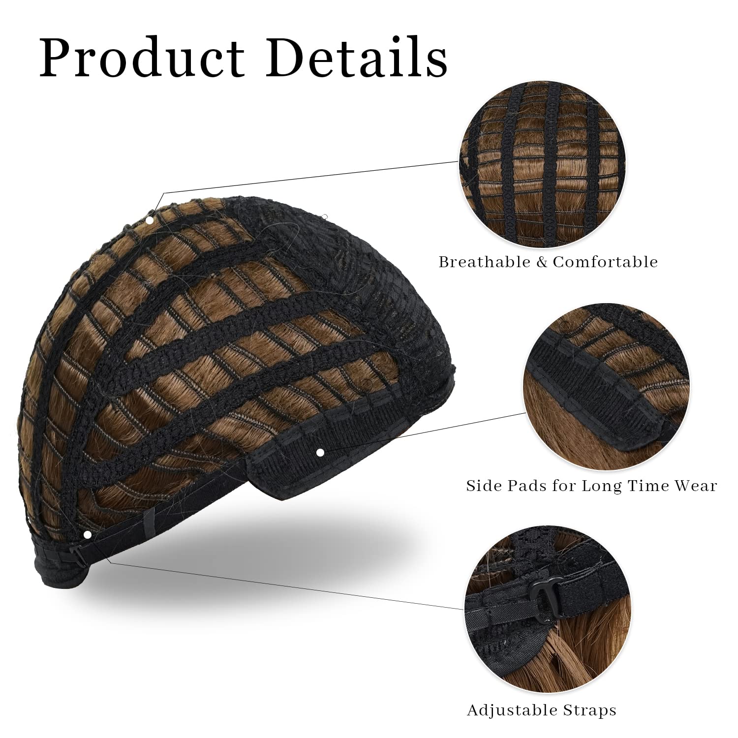 LABEAUTÉ Mens Short Brown Cosplay Wigs With Bangs Male Unisex Fluffy Heat Resistant Wig Hair for Party and Halloween for Gift + Free Cap