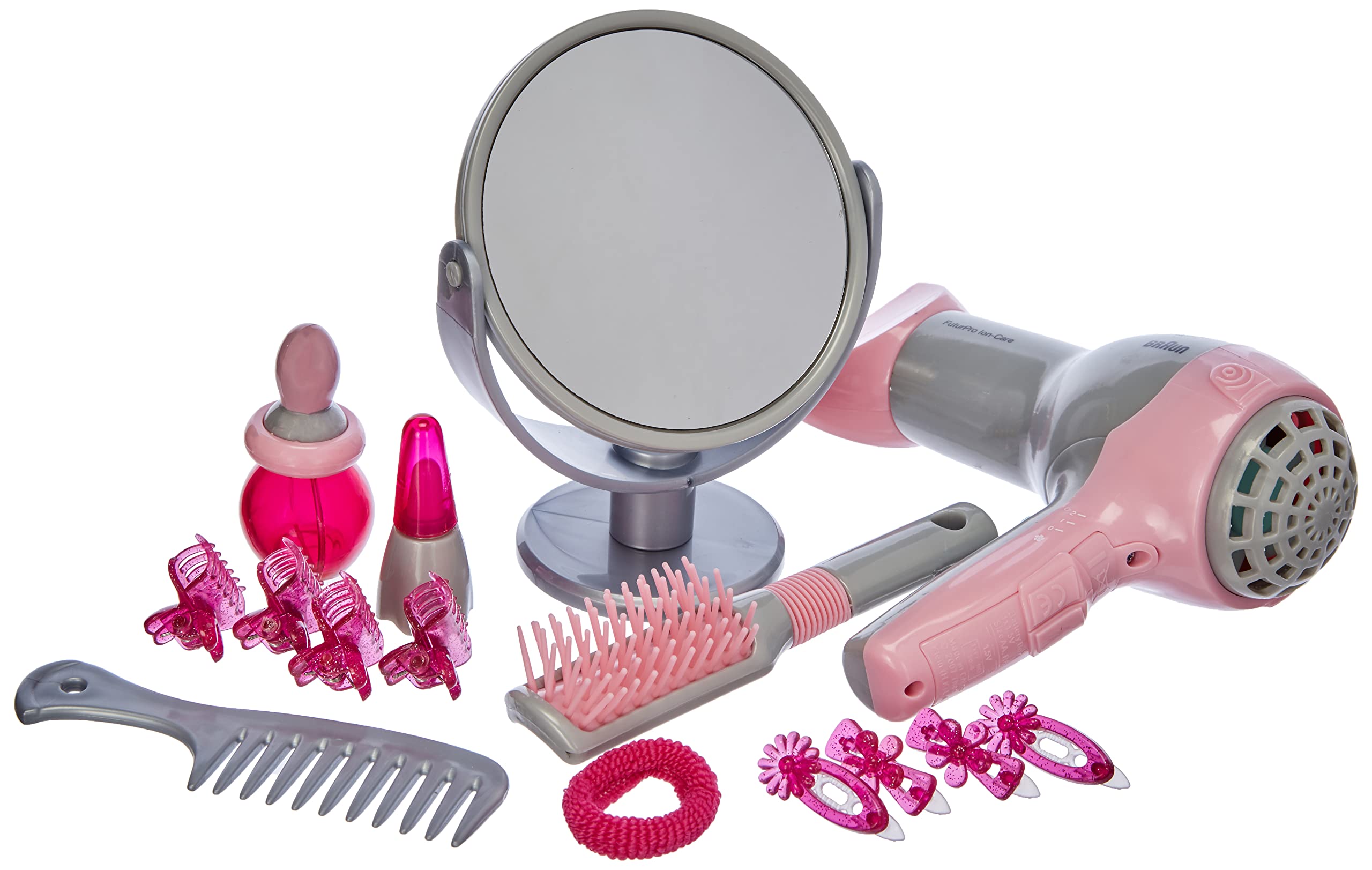 Theo Klein 5862 Braun Frisierkoffer | Mit batteriebetriebenem Haartrockner | ab DREI Jahren & 5549 Princess Coralie Kosmetik-Set I Inkl. Lidschatten, Rouge und Lipgloss I für Kinder ab 3 Jahren